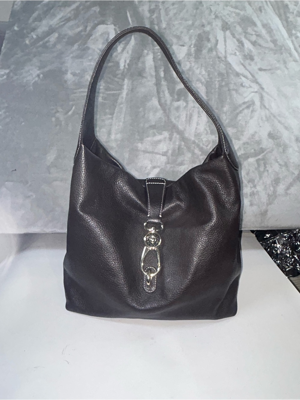 Dooney & Bourke Lucca Classic Leather Hobo Shoulder Bag in Dark Brown
